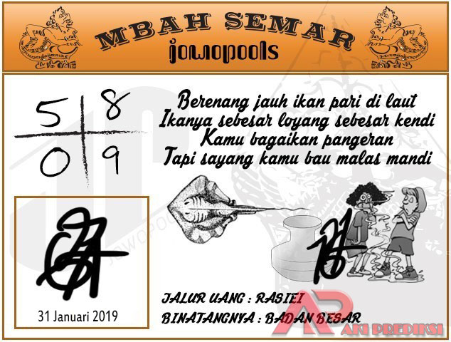 Syair SGP Mbah Semar 31 Januari 2019