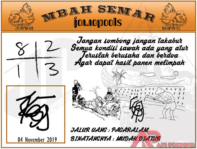 Syair SGP Mbah Semar 04 November 2019