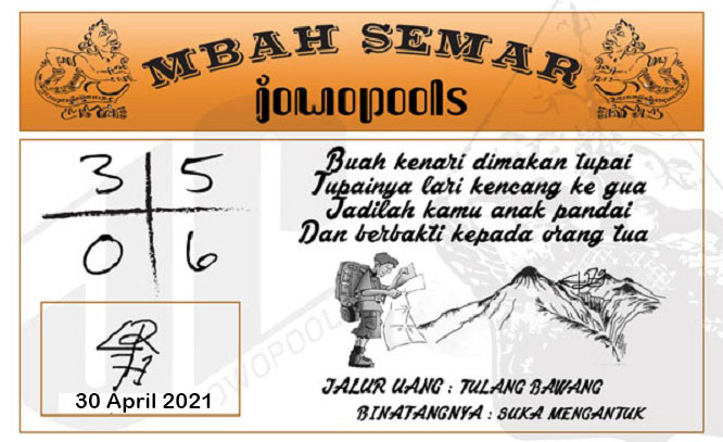 Syair SD Mbah Semar 30 April 2021